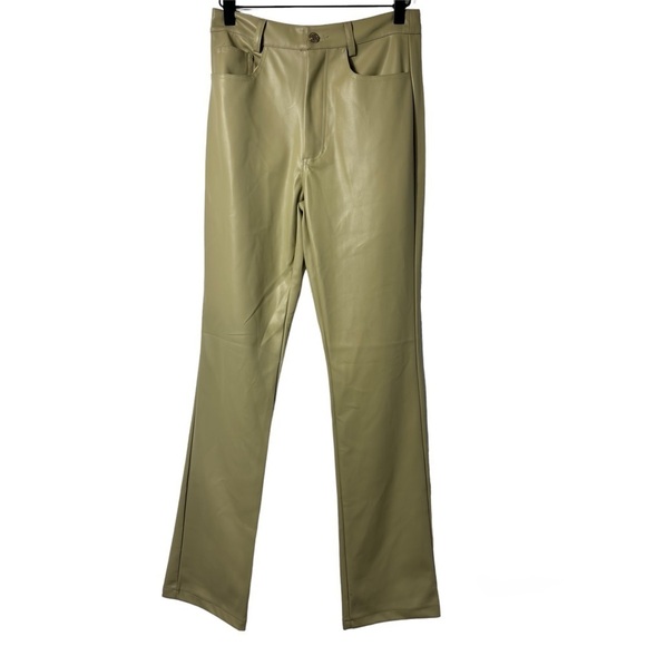 WHO WHAT WEAR SIZE 26 WOMEN BEIGE FAUX LEATHER PANTS NEW WITHOUT TAGS - Picture 1 of 5